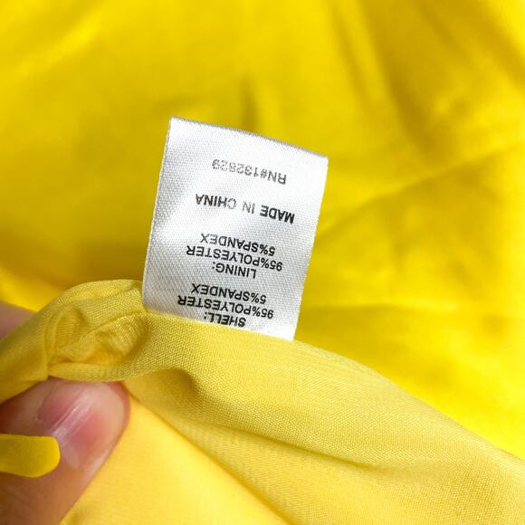 Superdown Kristy Ruched Midi Skirt Yellow Satin Front Slit High Rise Sz S - Picture 10 of 10